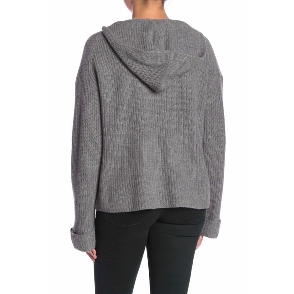 NWT 360 CASHMERE V-Neck Hooded Cashmere Pullover - Picture 2 of 3